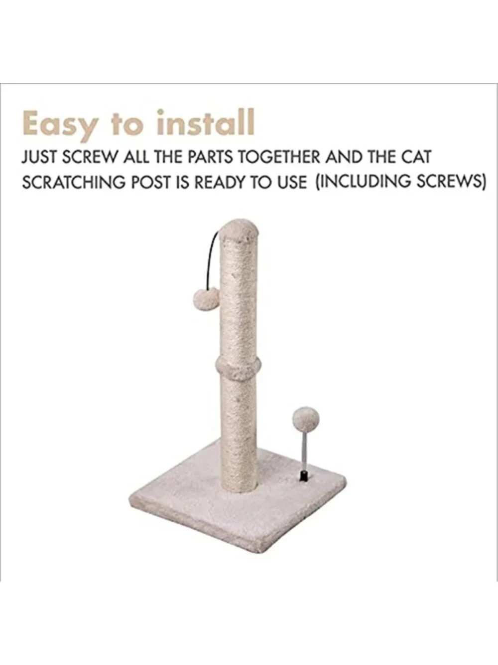 Cat Scratching Post Sisal Scratch Tower Indoor Cat Furniture Durable Stable Toy